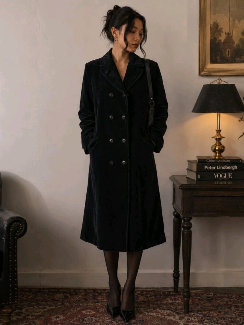 Vintage 90s Drizzle Neiman Marcus Black Velvet Coat Size Small Romantic Goth